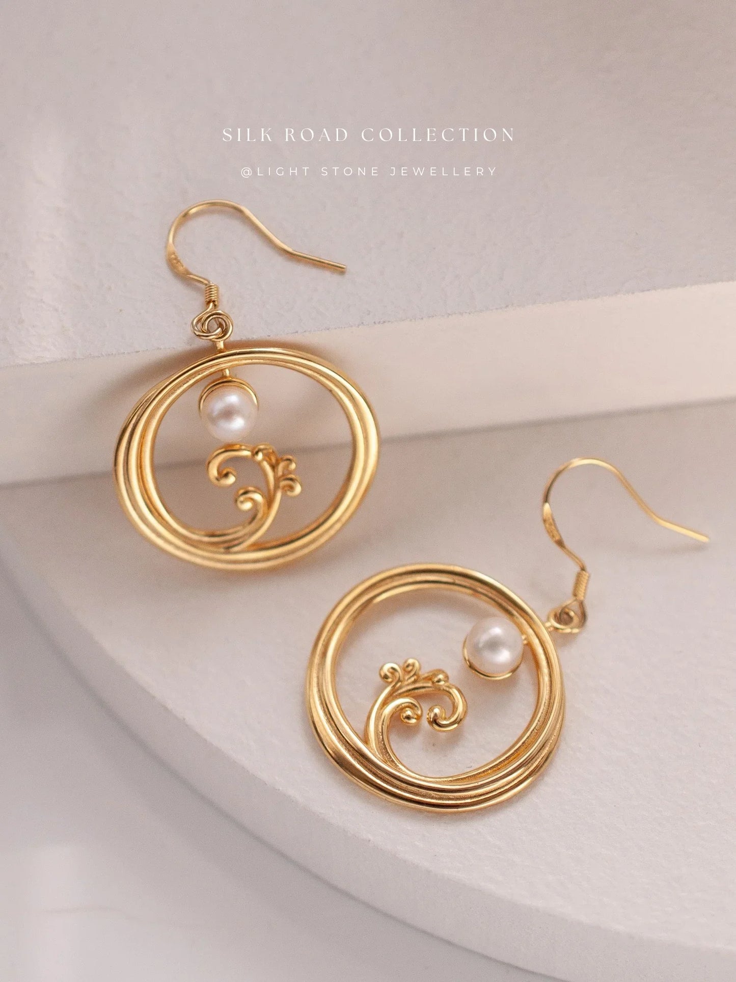 Silk Road Moon Over Sea Earrings