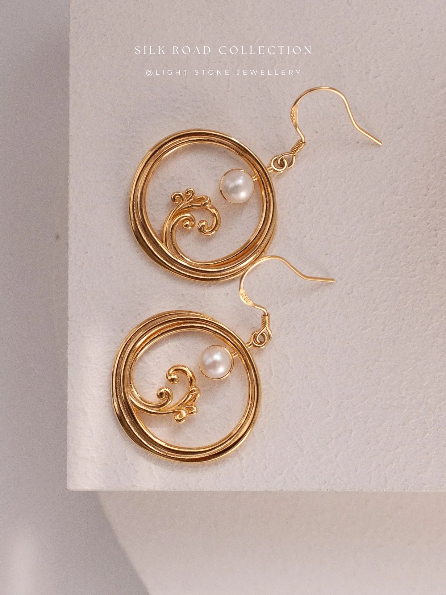 Silk Road Moon Over Sea Earrings