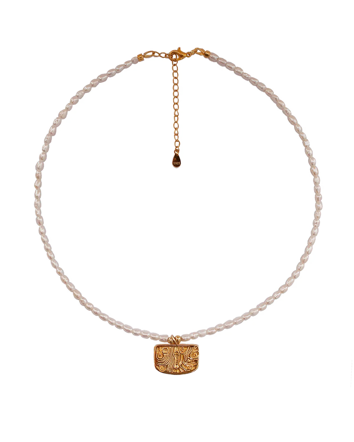 Totem Gold Phoenix Feather Pearl Necklace