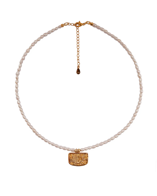 Totem Gold Phoenix Feather Pearl Necklace