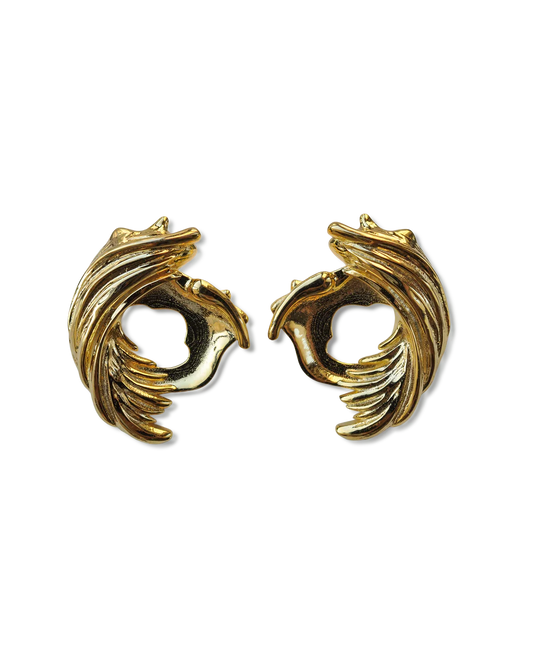 Totem Golden Phoenix Feather Earrings