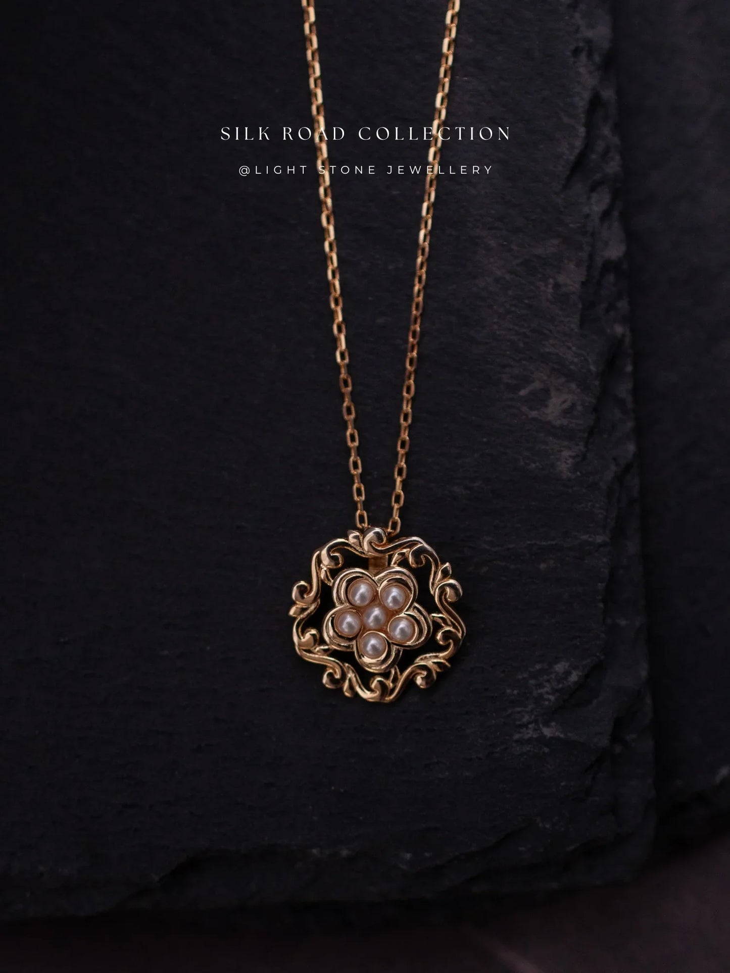 Silk Road Honeysuckle Flower Pendant Necklace