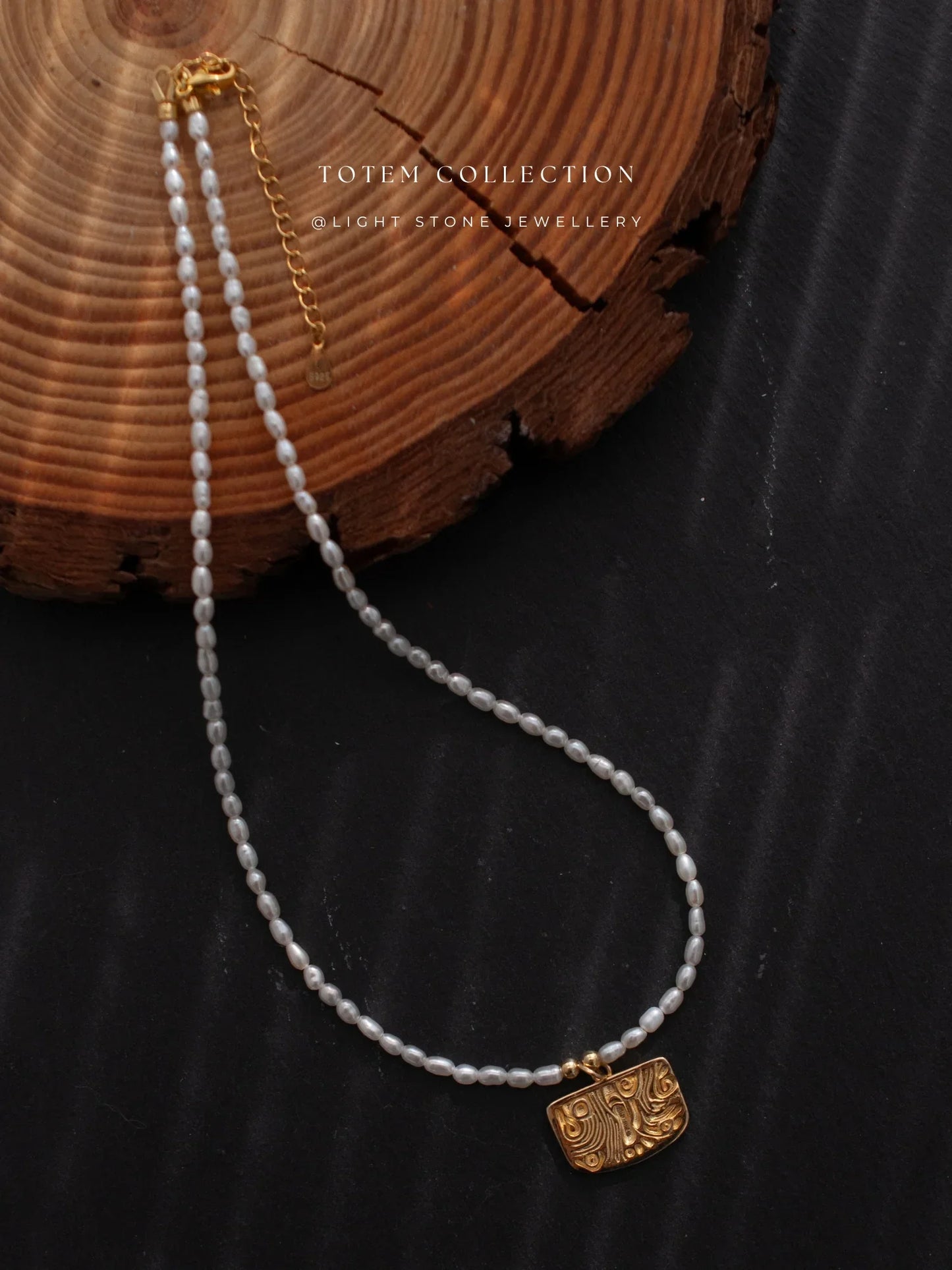 Totem Gold Phoenix Feather Pearl Necklace