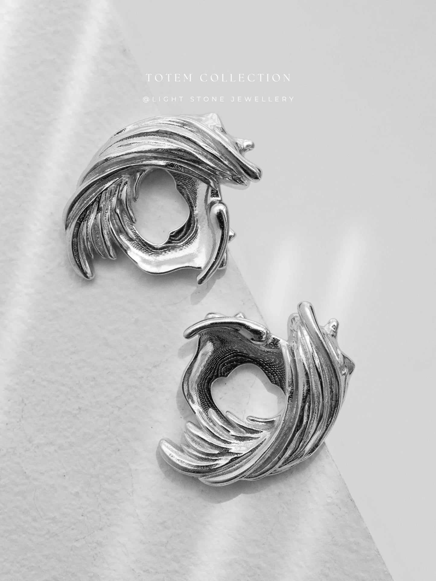 Totem Phoenix Silver Feather Earrings