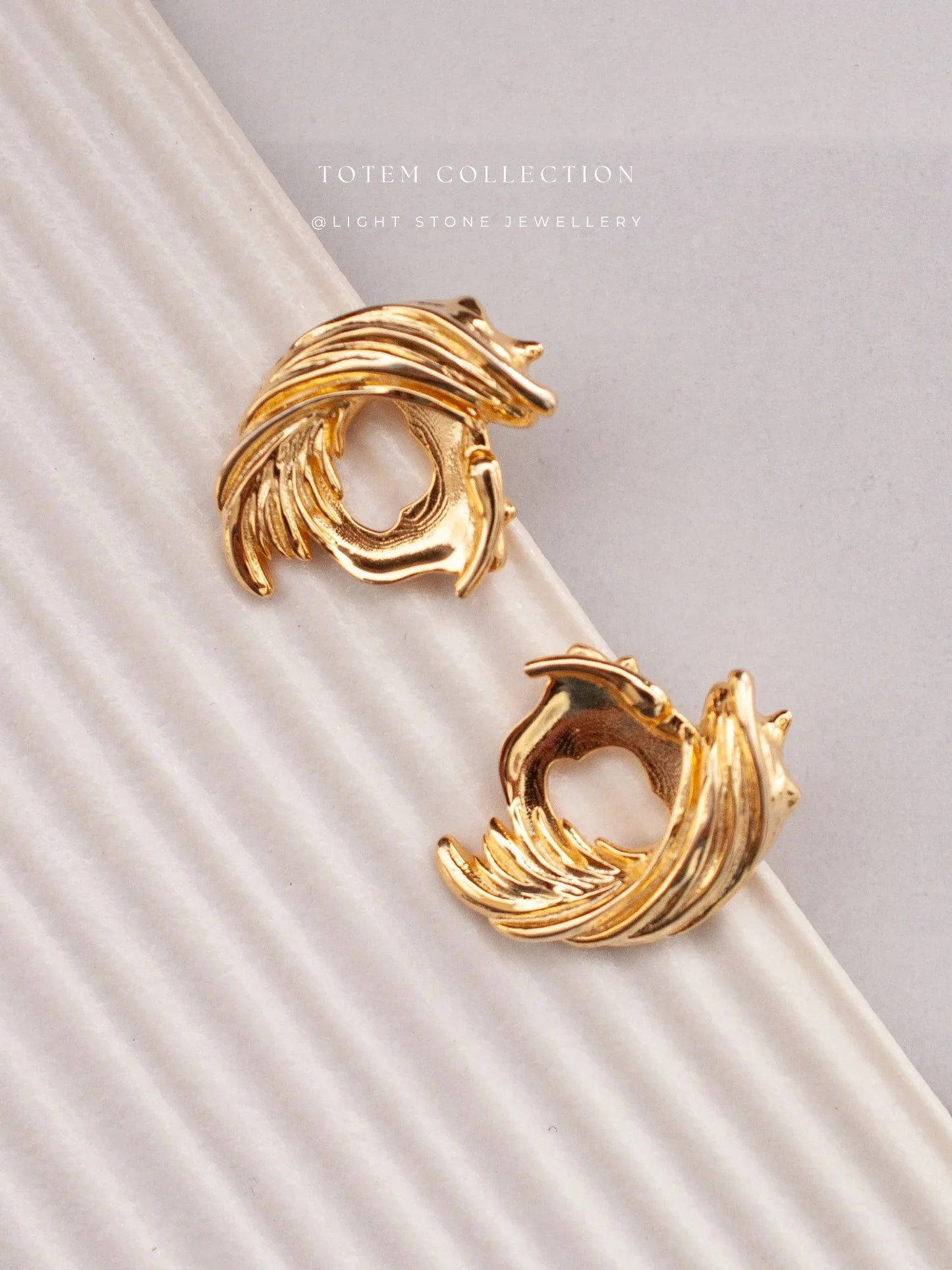 Totem Golden Phoenix Feather Earrings