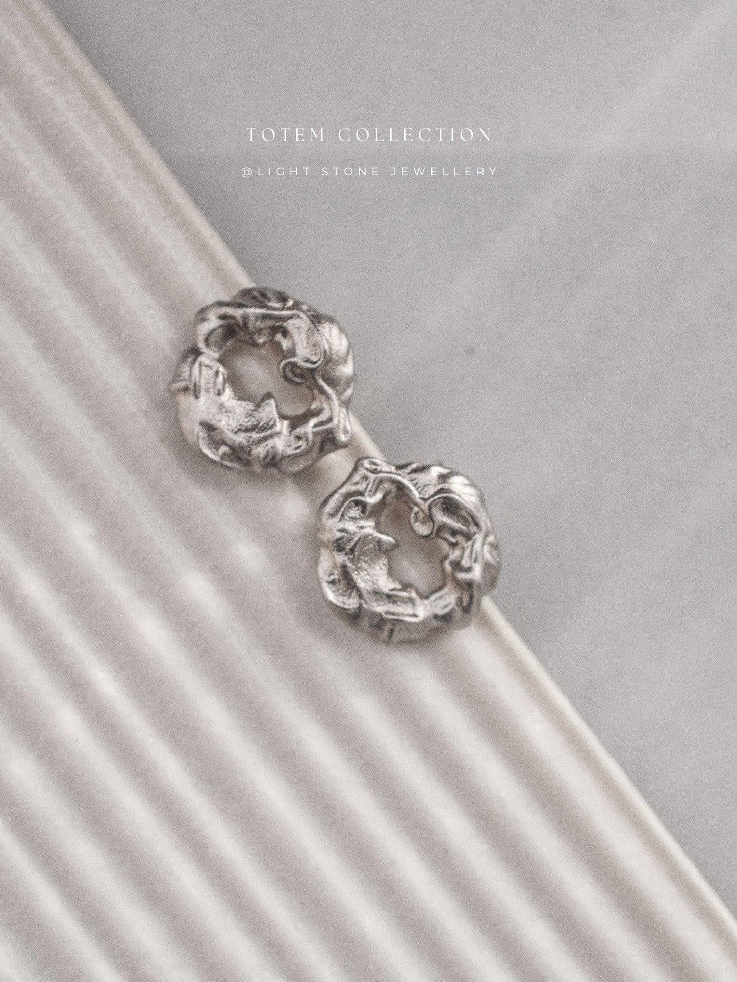 Totem Silver Dragon Heart Earrings
