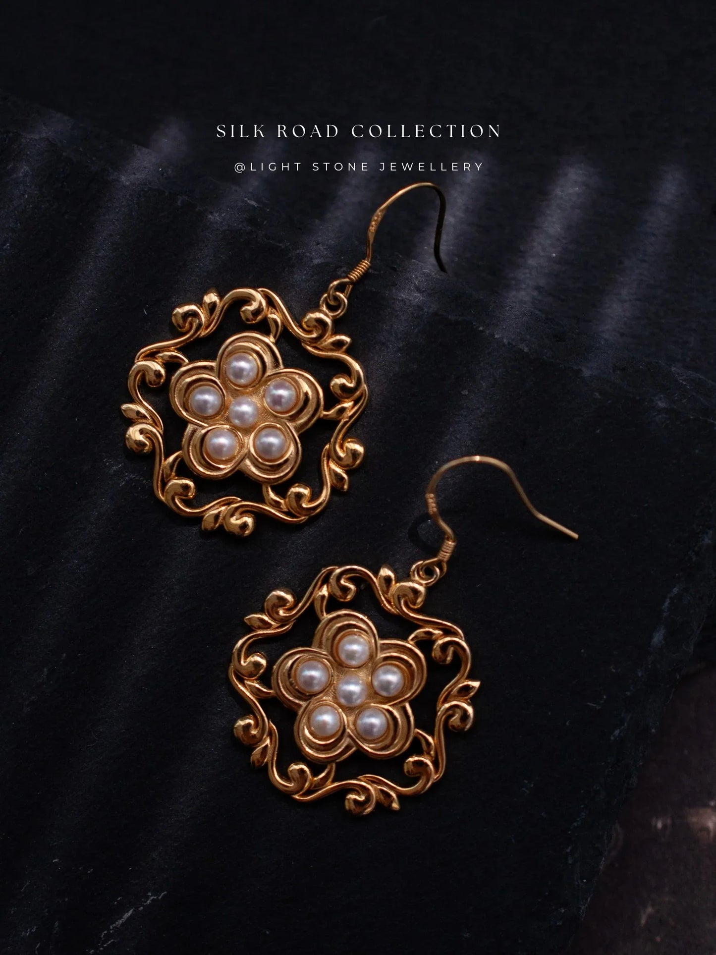 Silk Road Honeysuckle Flower Hoop Earrings