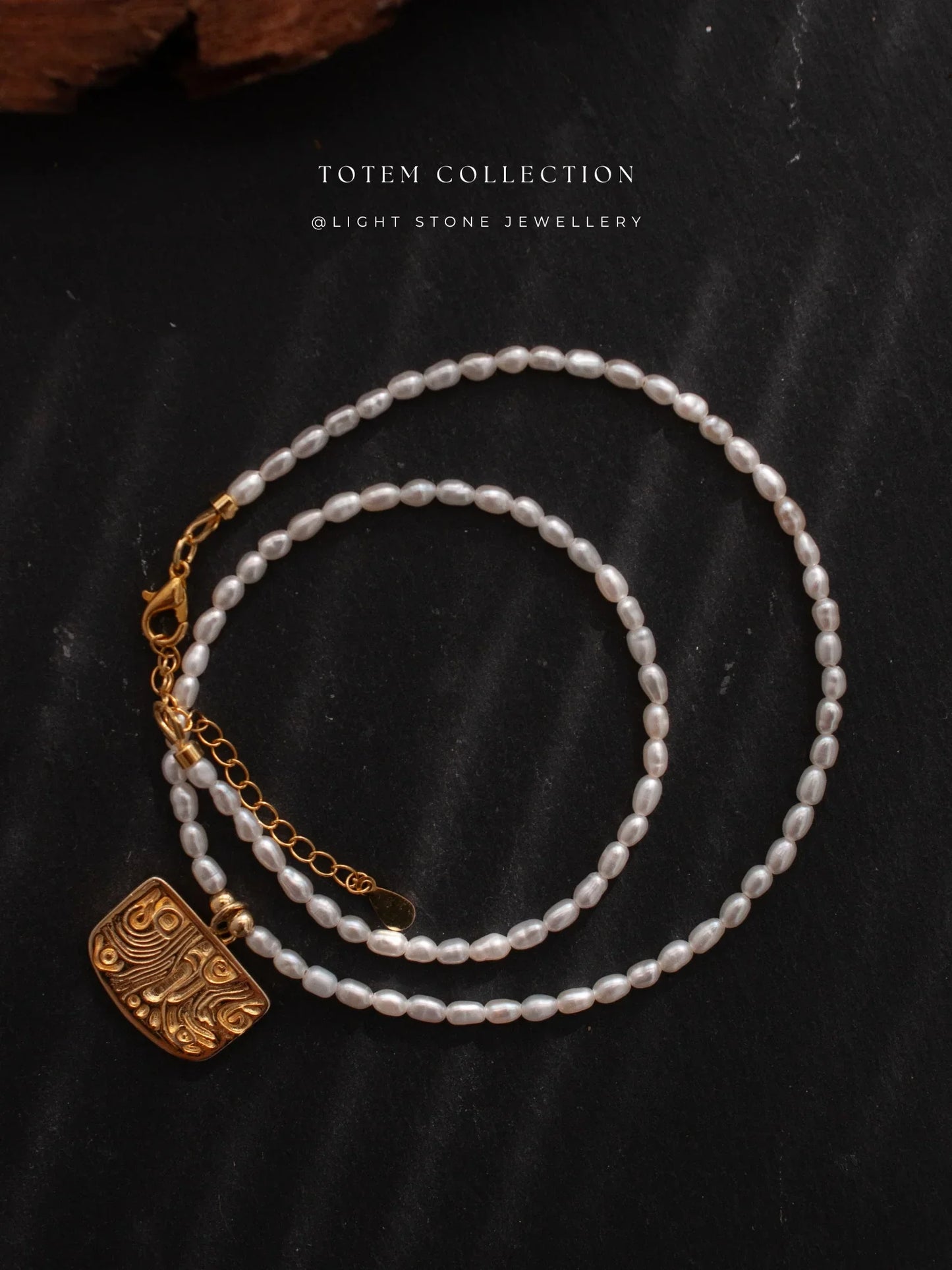Totem Gold Phoenix Feather Pearl Necklace