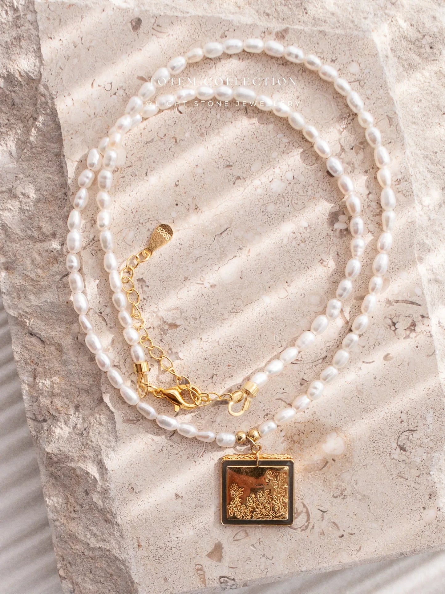 Totem Gold Pine Tree Pearl Necklace