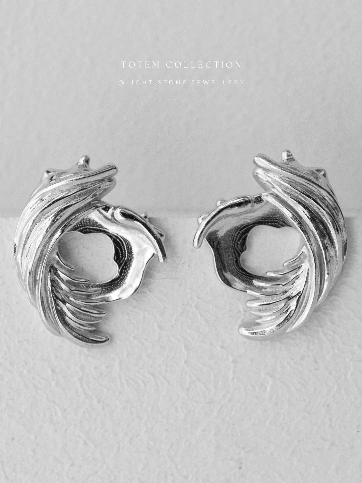 Totem Phoenix Silver Feather Earrings