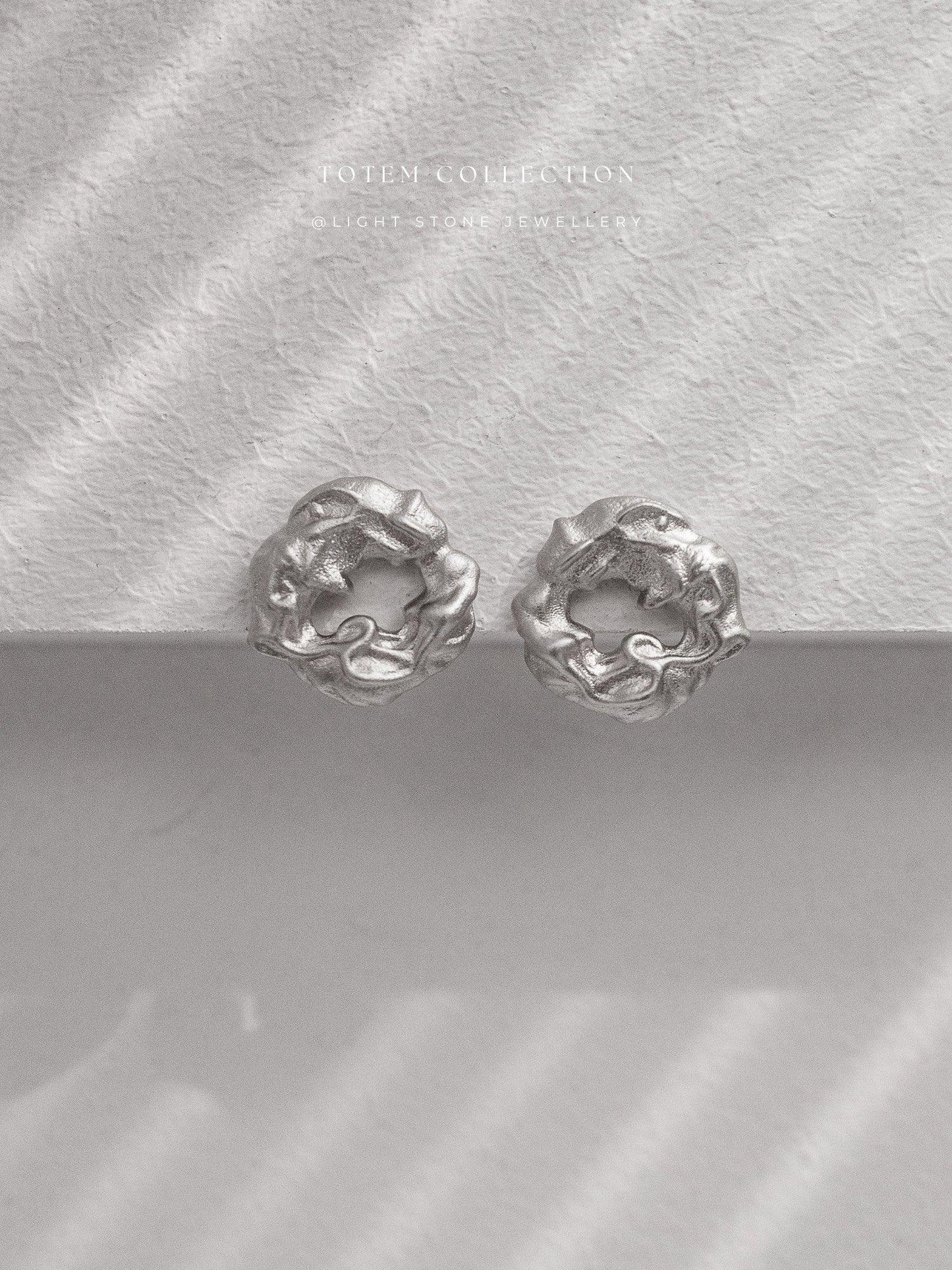 Totem Silver Dragon Heart Earrings