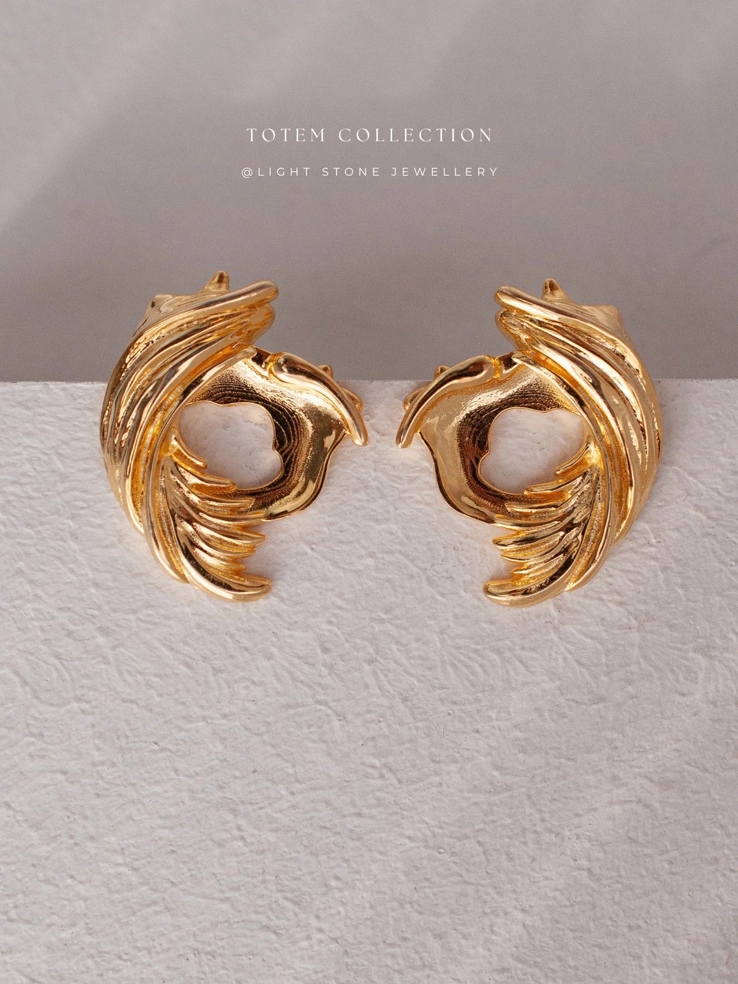 Totem Golden Phoenix Feather Earrings
