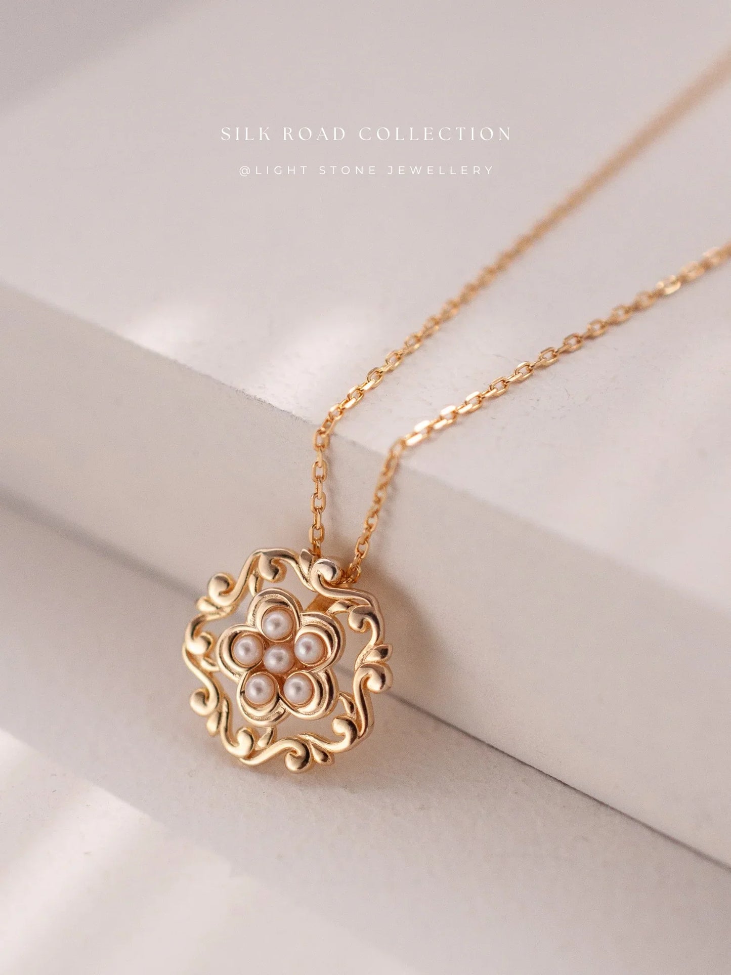Silk Road Honeysuckle Flower Pendant Necklace