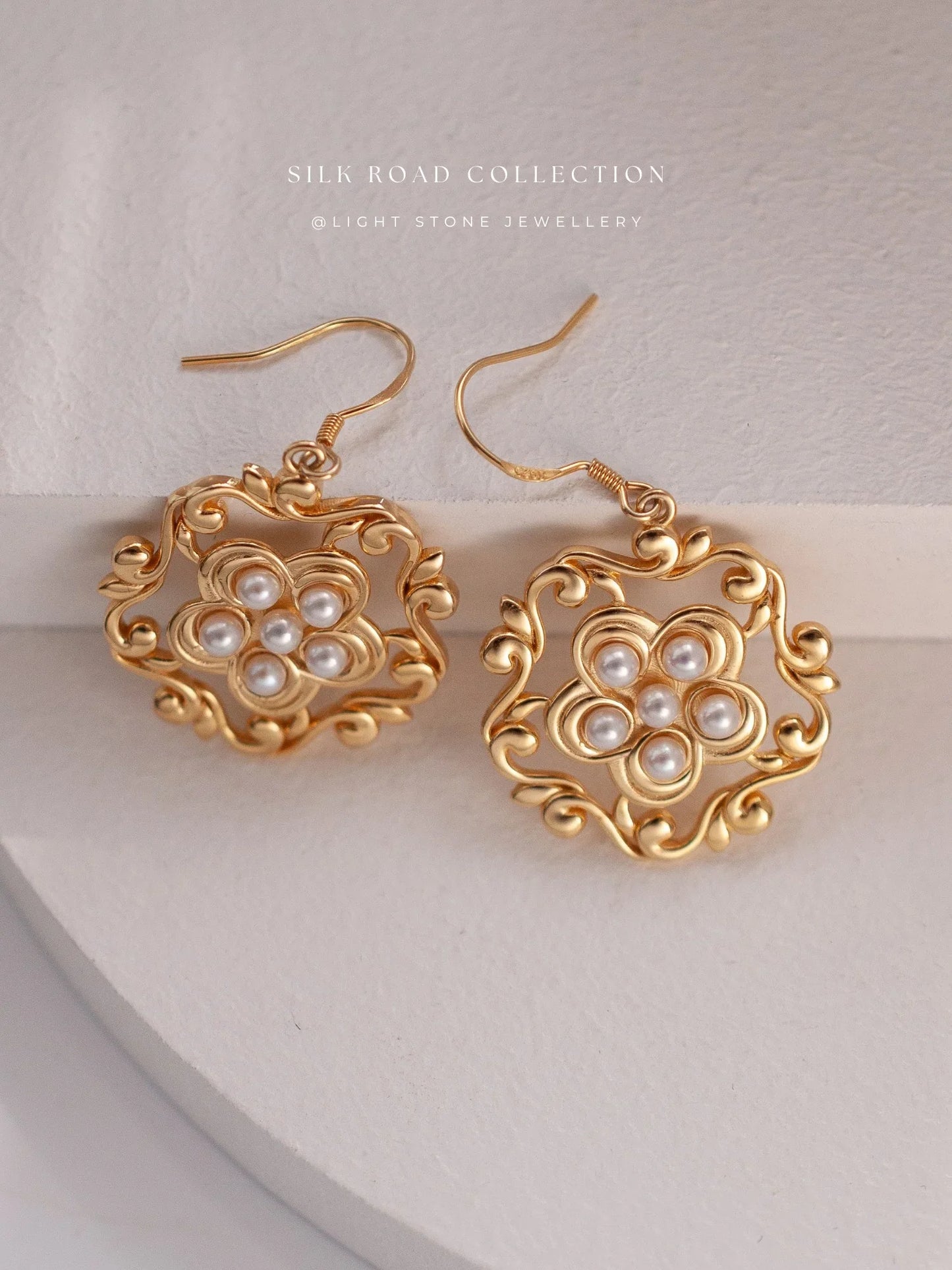 Silk Road Honeysuckle Flower Hoop Earrings