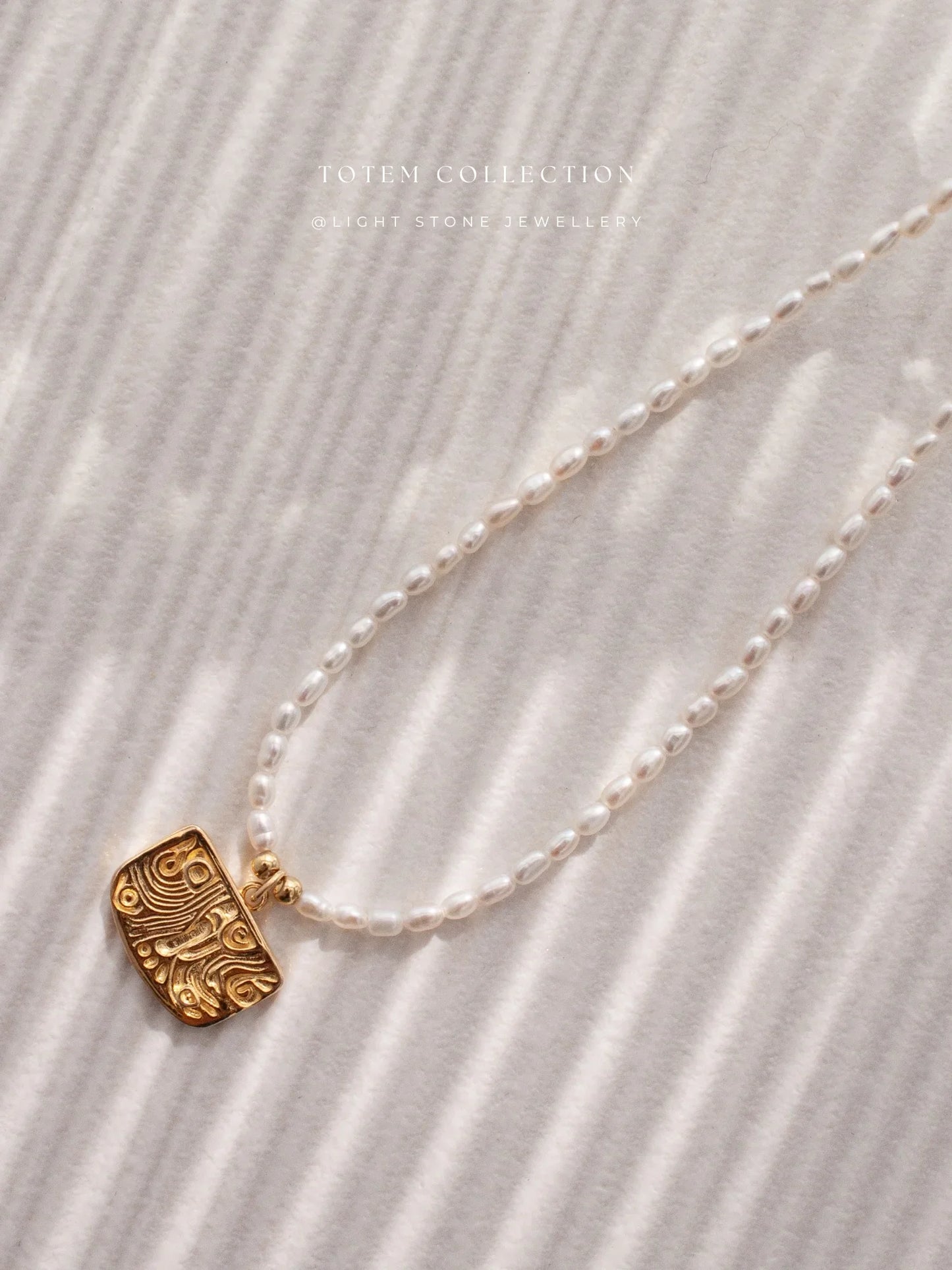 Totem Gold Phoenix Feather Pearl Necklace