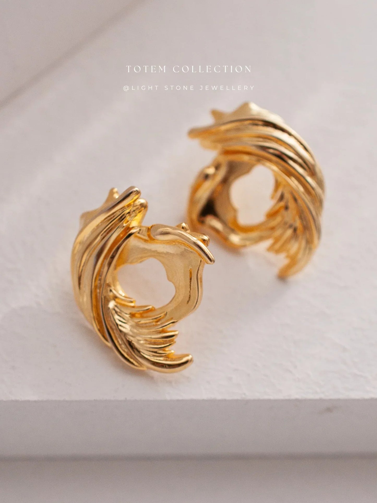 Totem Golden Phoenix Feather Earrings