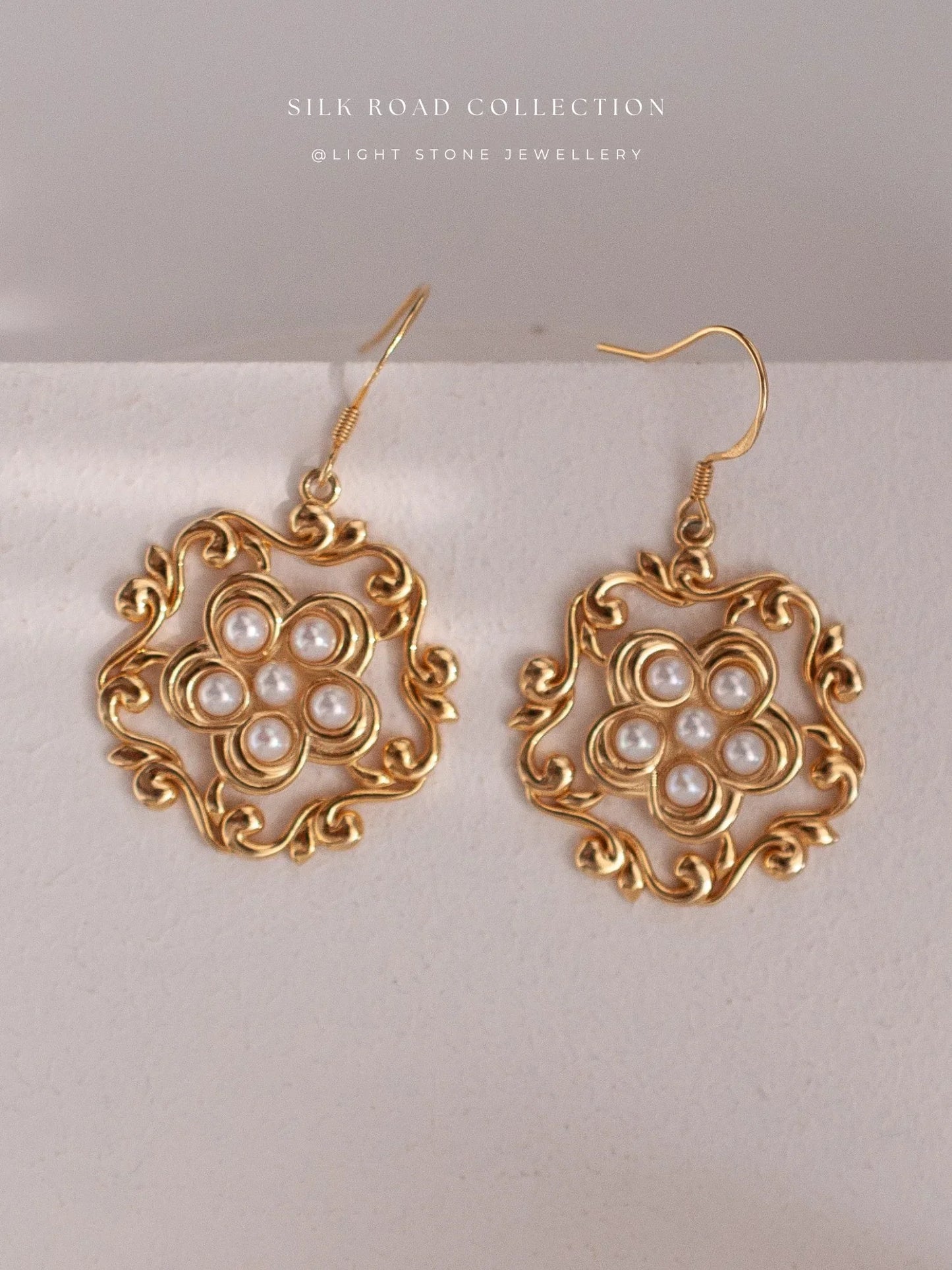 Silk Road Honeysuckle Flower Hoop Earrings