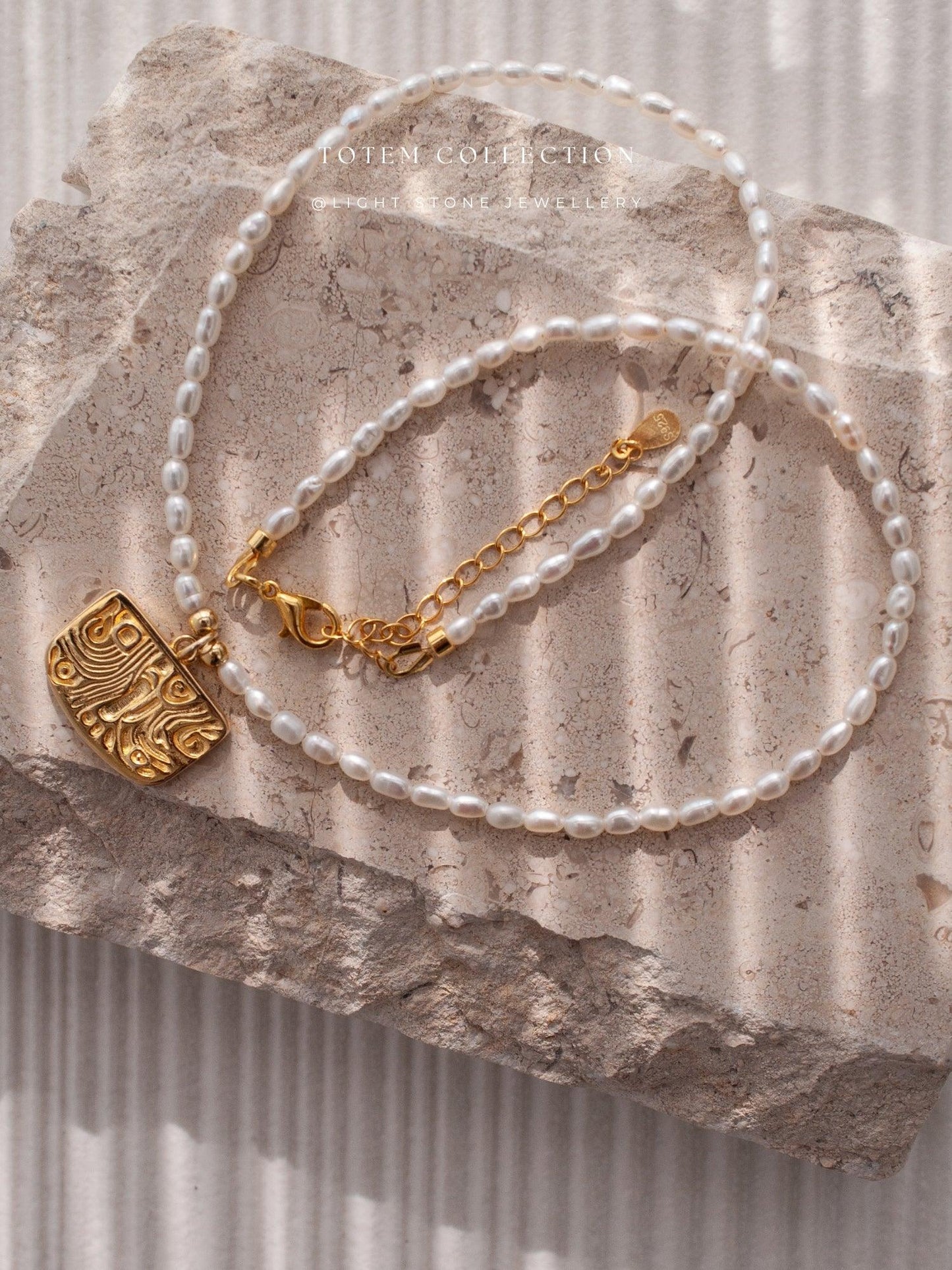 Totem Gold Phoenix Feather Pearl Necklace