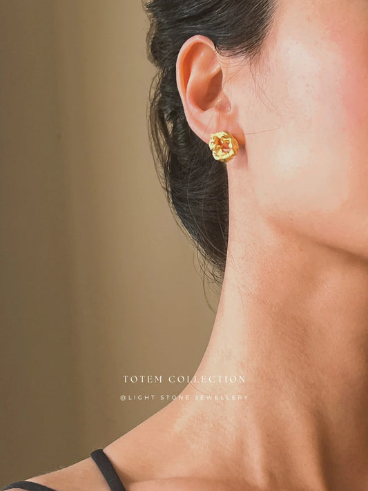 Totem Golden Dragon Heart Earrings