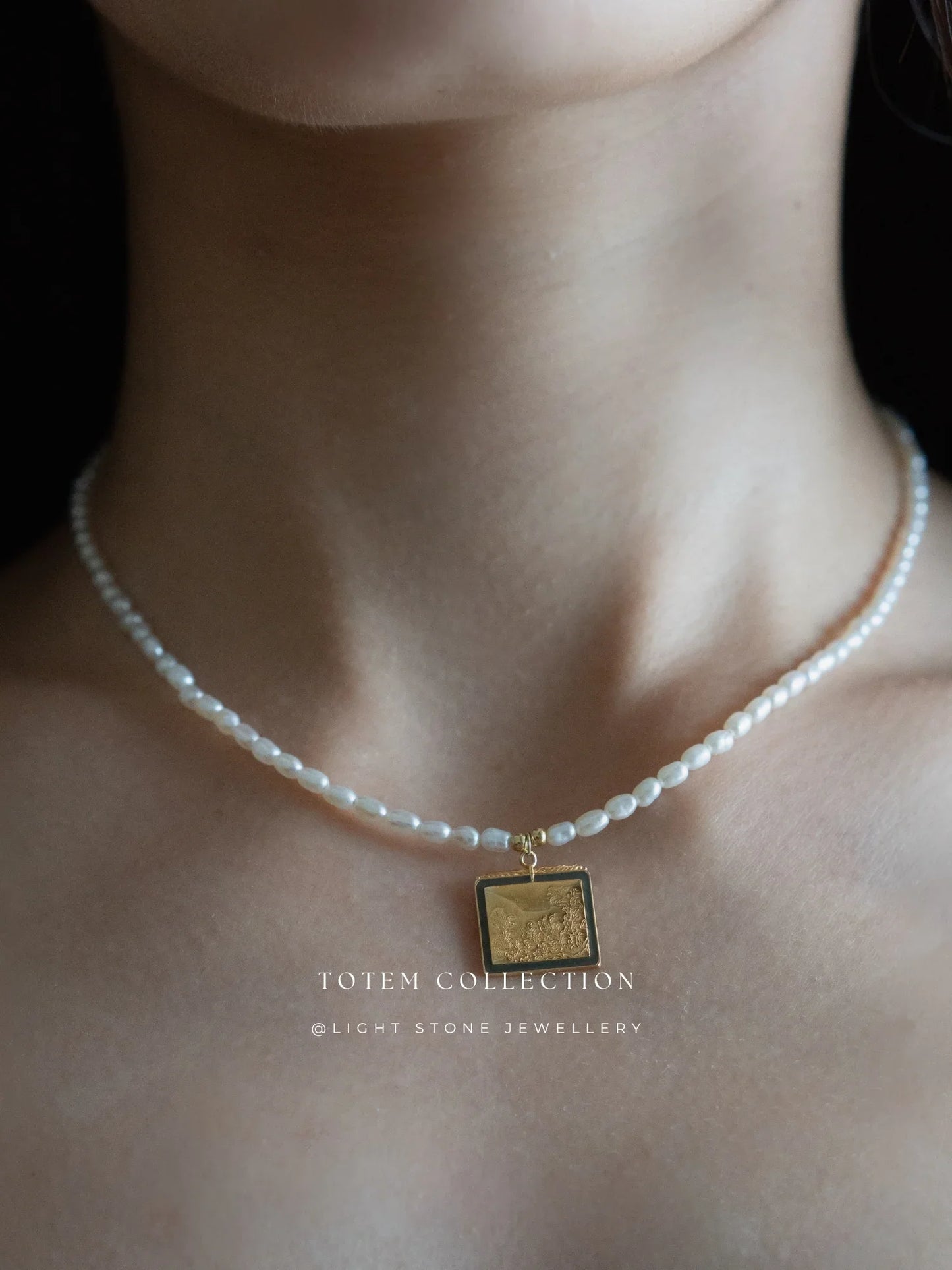 Totem Gold Pine Tree Pearl Necklace