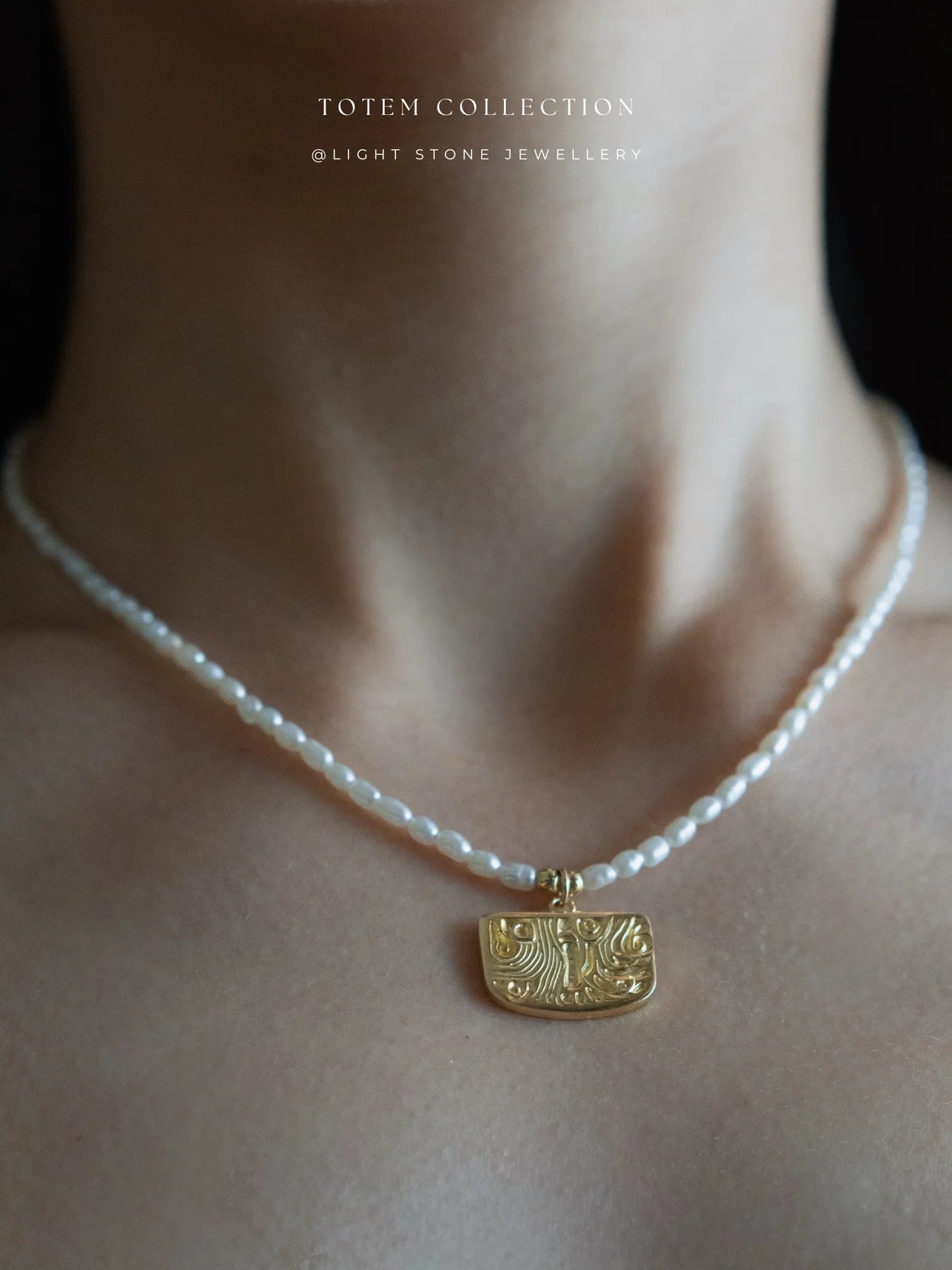 Totem Gold Phoenix Feather Pearl Necklace
