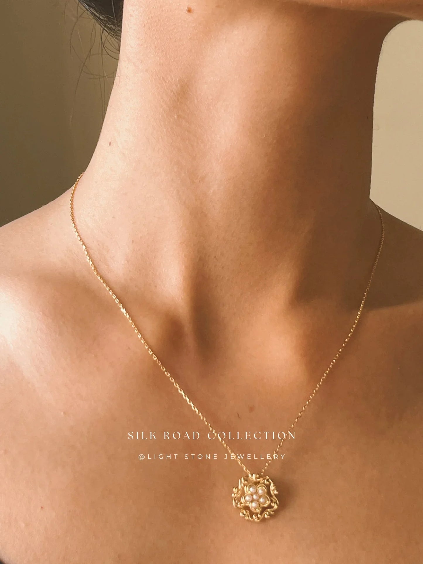 Silk Road Honeysuckle Flower Pendant Necklace