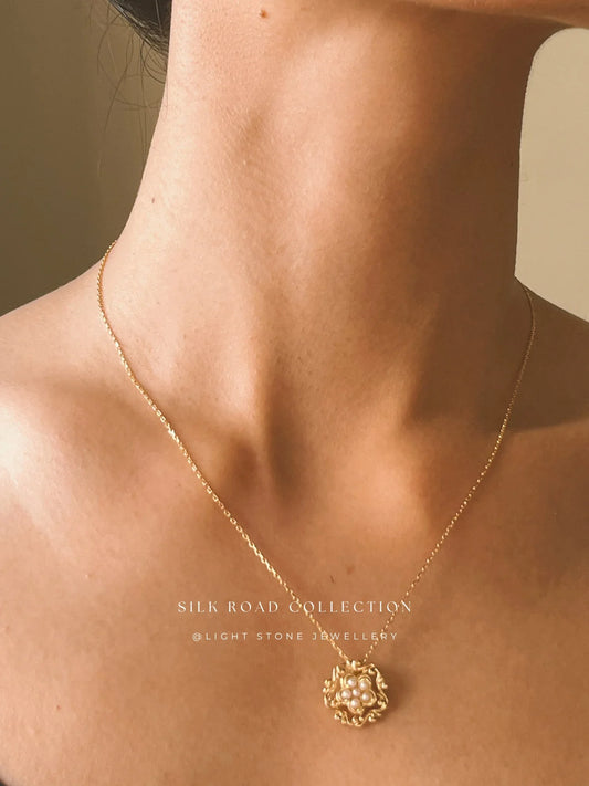Silk Road Honeysuckle Flower Pendant Necklace