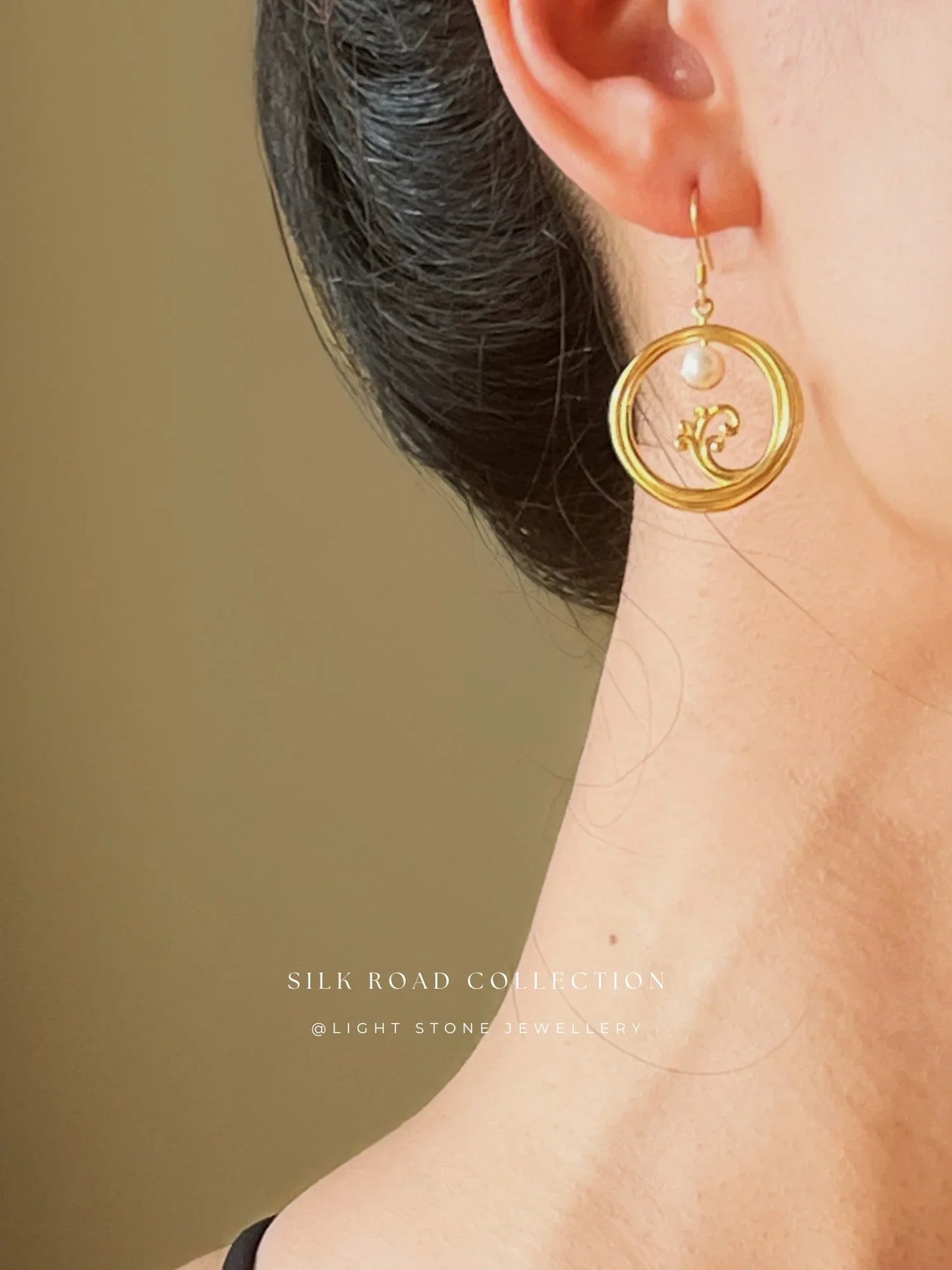 Silk Road Moon Over Sea Earrings