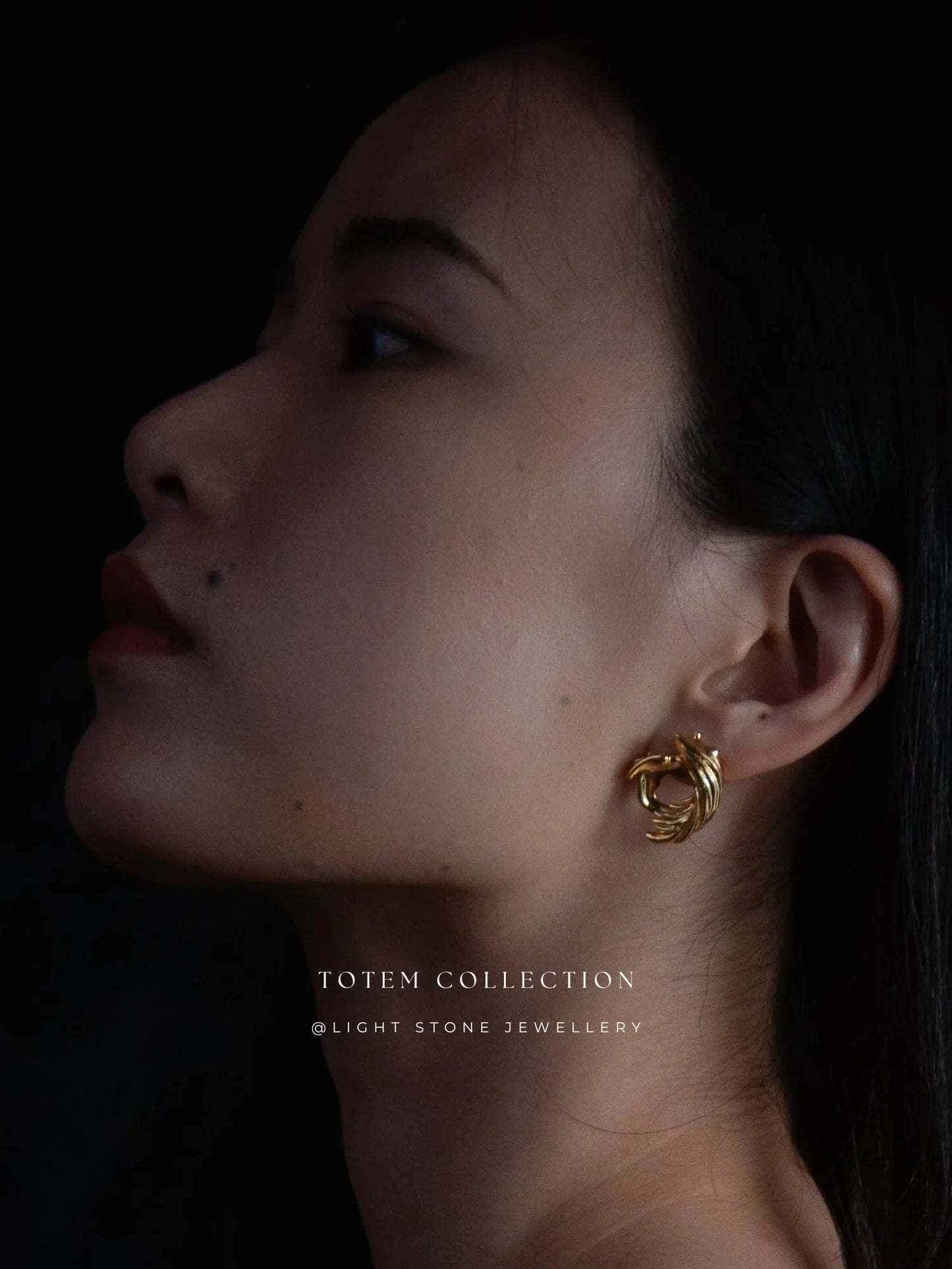 Totem Golden Phoenix Feather Earrings