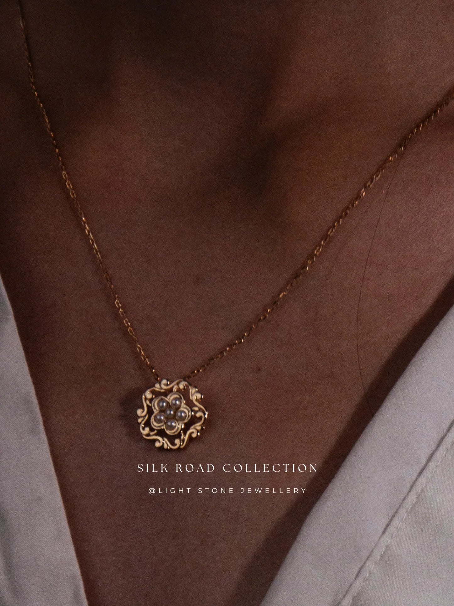 Silk Road Honeysuckle Flower Pendant Necklace