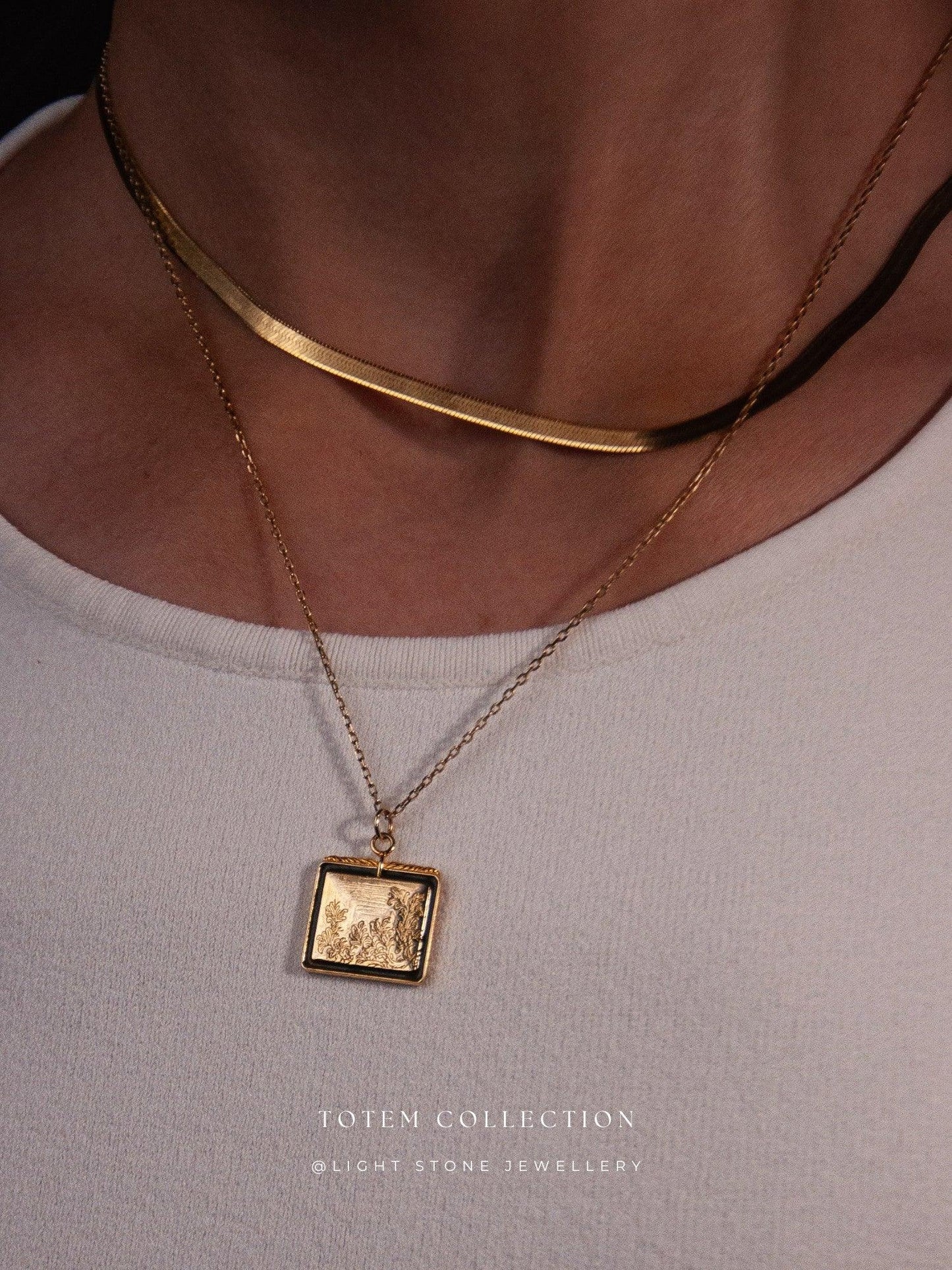 Totem  Golden Pine Tree Necklace