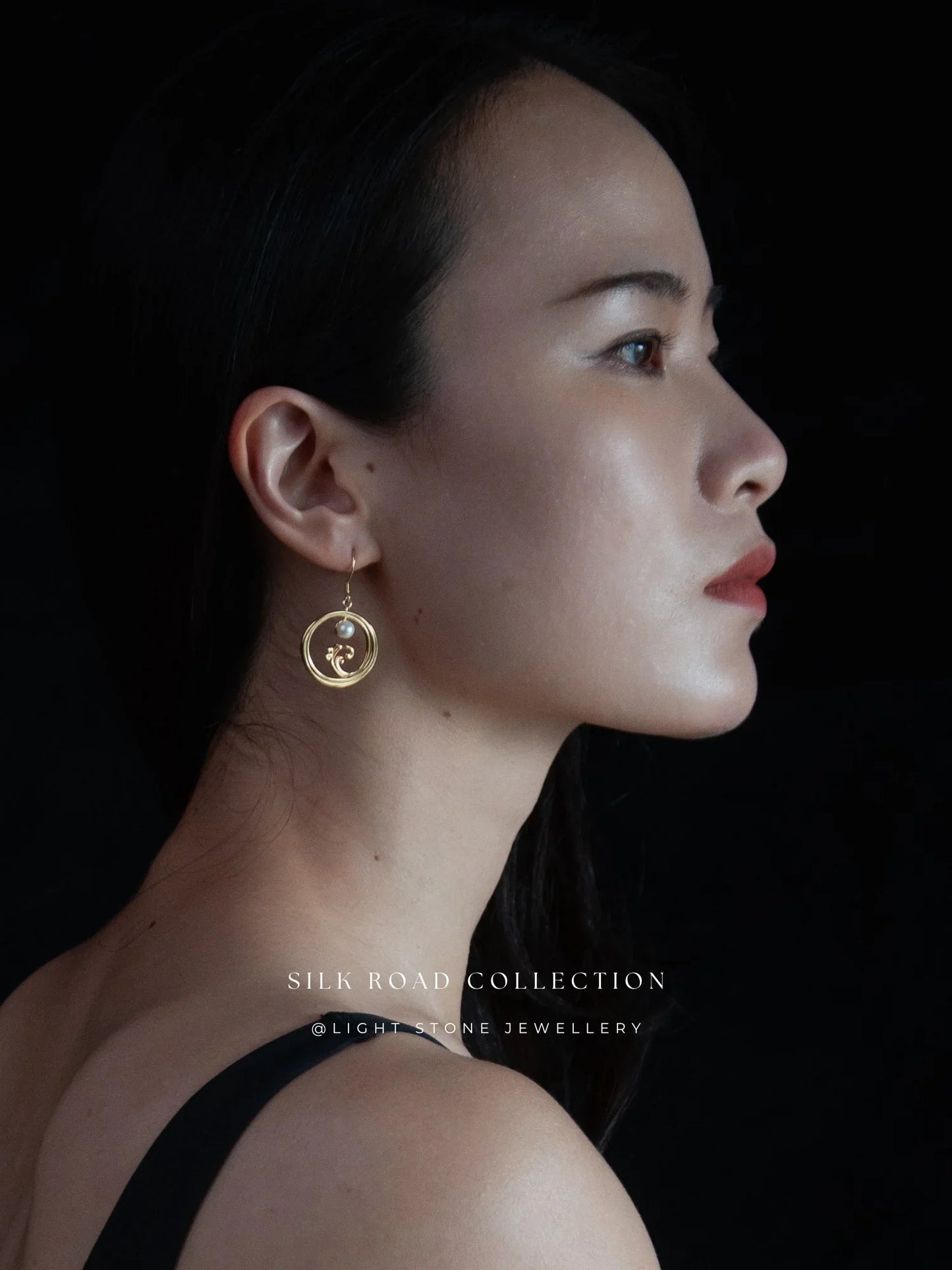 Silk Road Moon Over Sea Earrings