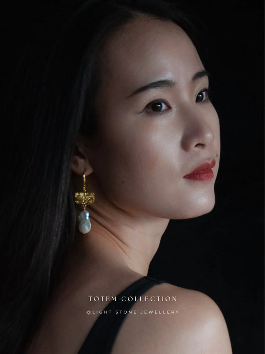Totem Golden Phoenix Feather Earrings