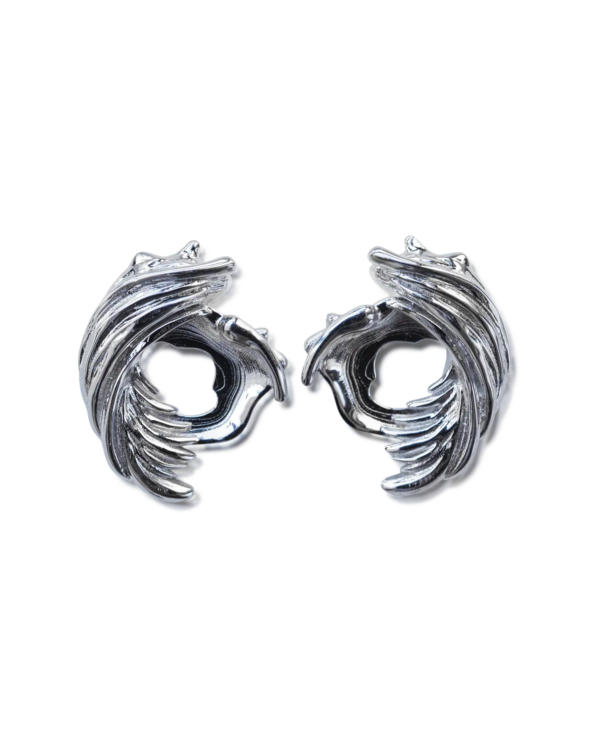 Totem Phoenix Silver Feather Earrings