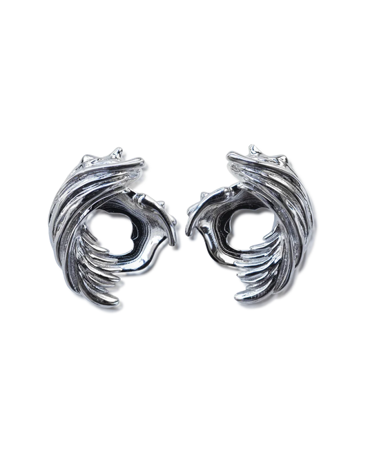 Totem Phoenix Silver Feather Earrings